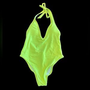 V cut Neon Green one piece Swimsuit small aerie